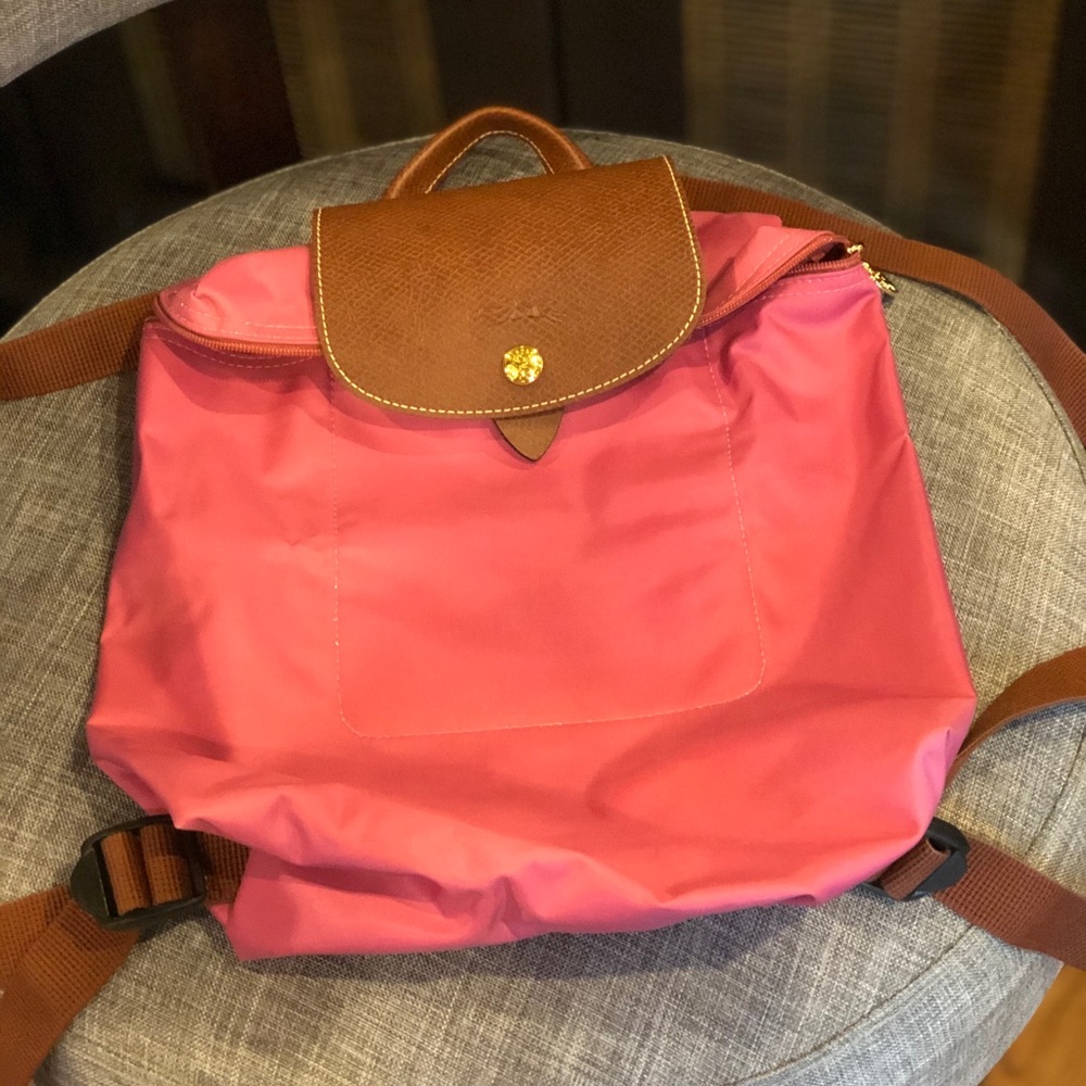 Pink Longchamp Le Pliage Nylon Backpack